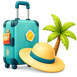 Travel luggage and palm tree for an upcoming Goa trip