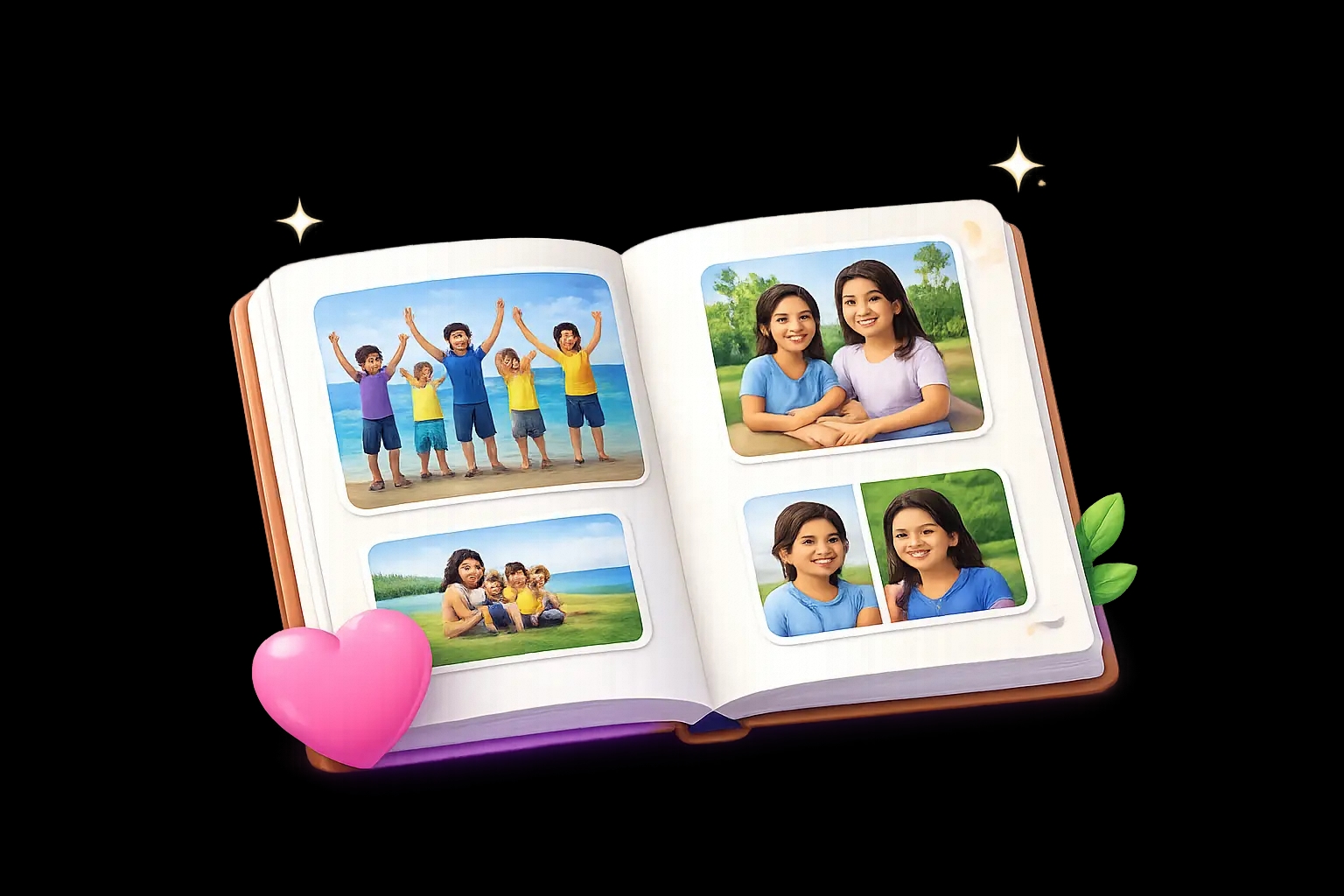 Family memory album illustration