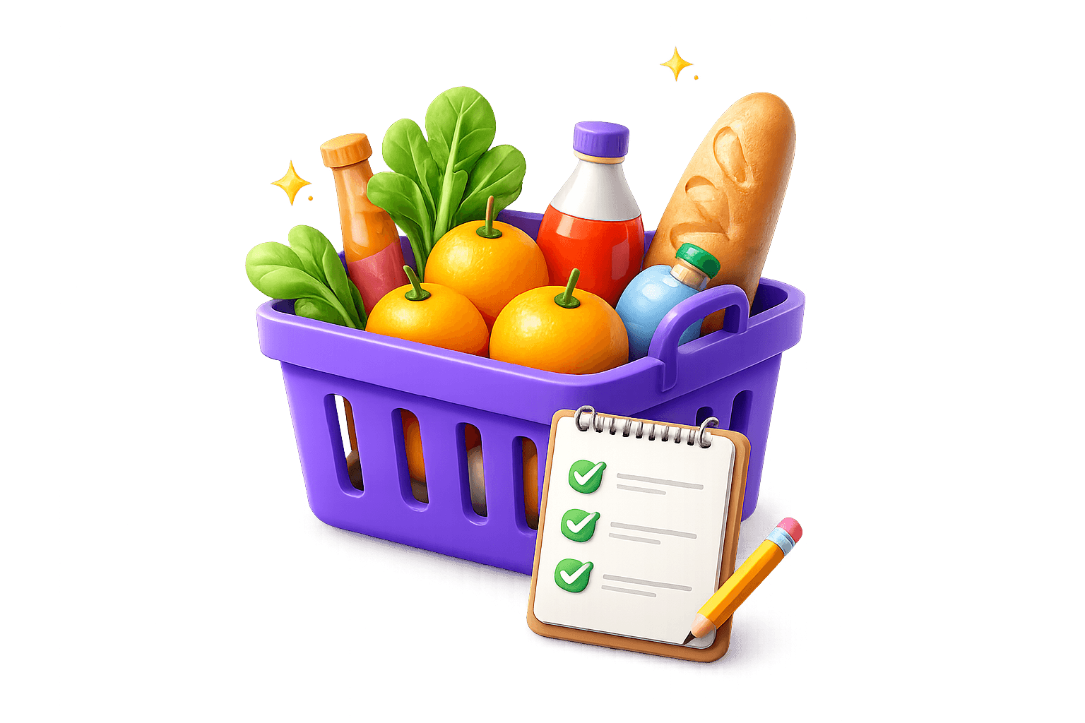 Shopping basket and checklist illustration