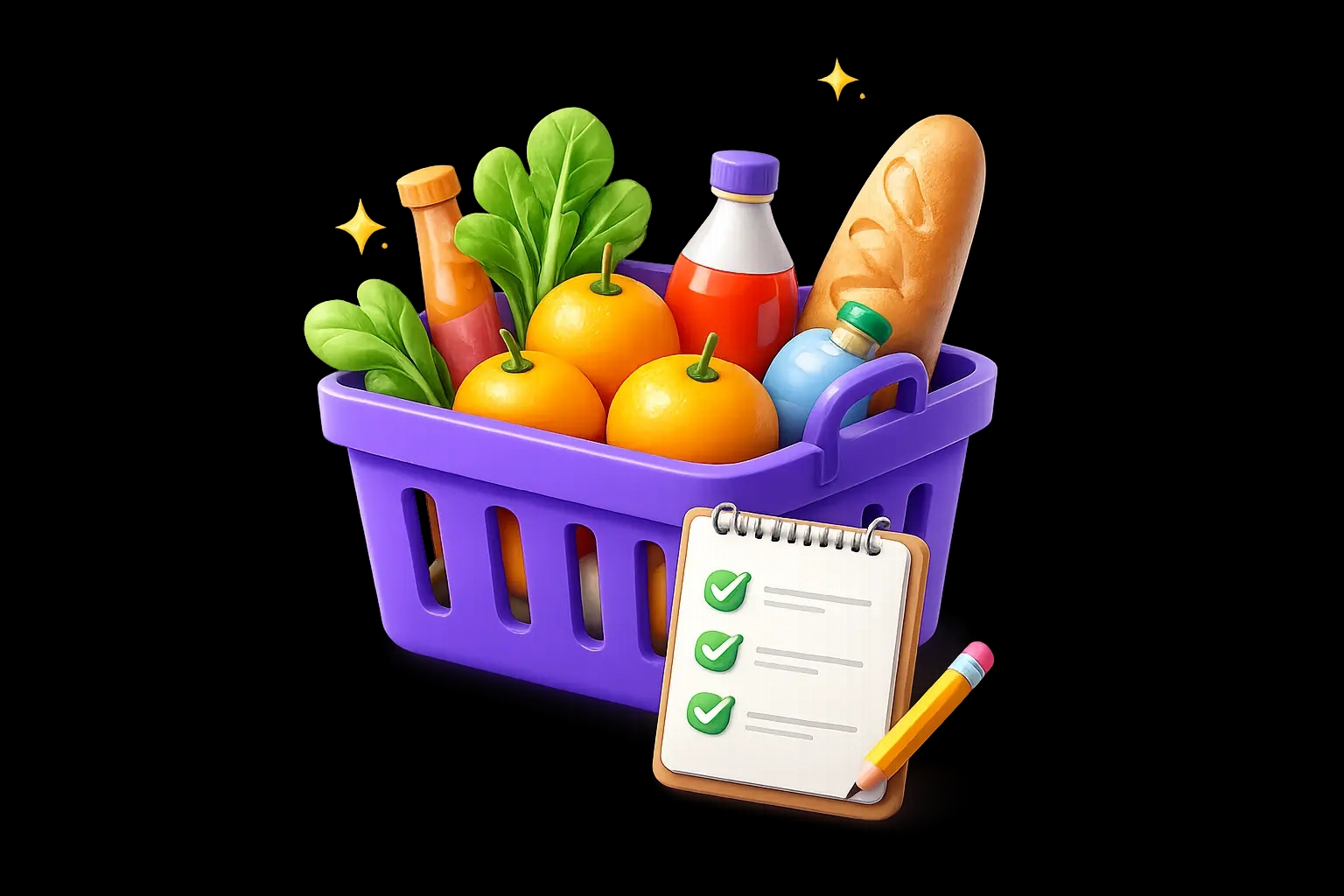 Shopping basket and checklist illustration